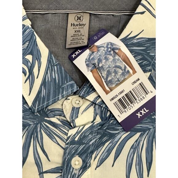 Hurley Blue Casual/Hawaiian Button Down Shirt Size XXL NWT - Picture 2 of 7